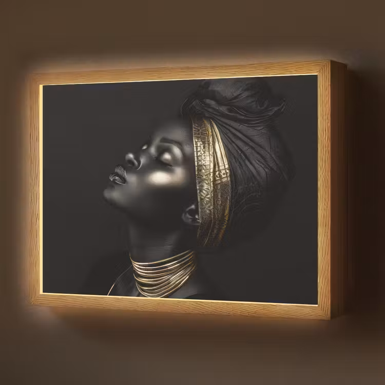 Lightbox - Wandlamp - Vrouw - Goud - Portret - Modern — 1