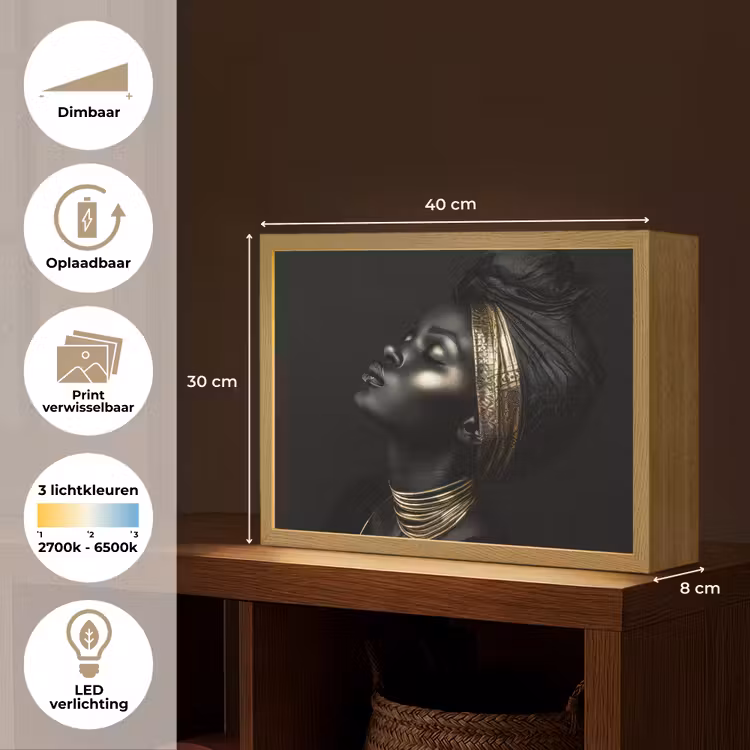 Lightbox - Wandlamp - Vrouw - Goud - Portret - Modern — 10