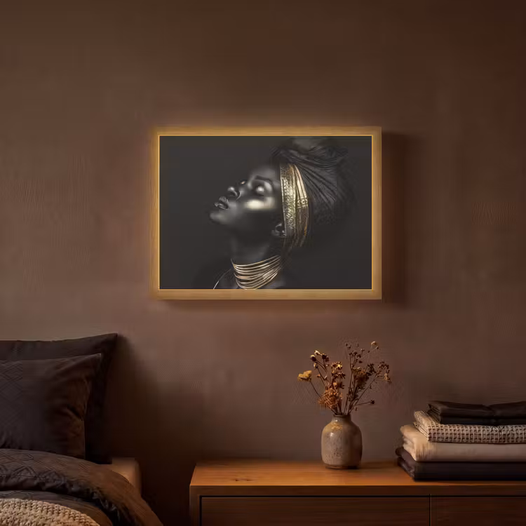 Lightbox - Wandlamp - Vrouw - Goud - Portret - Modern — 3