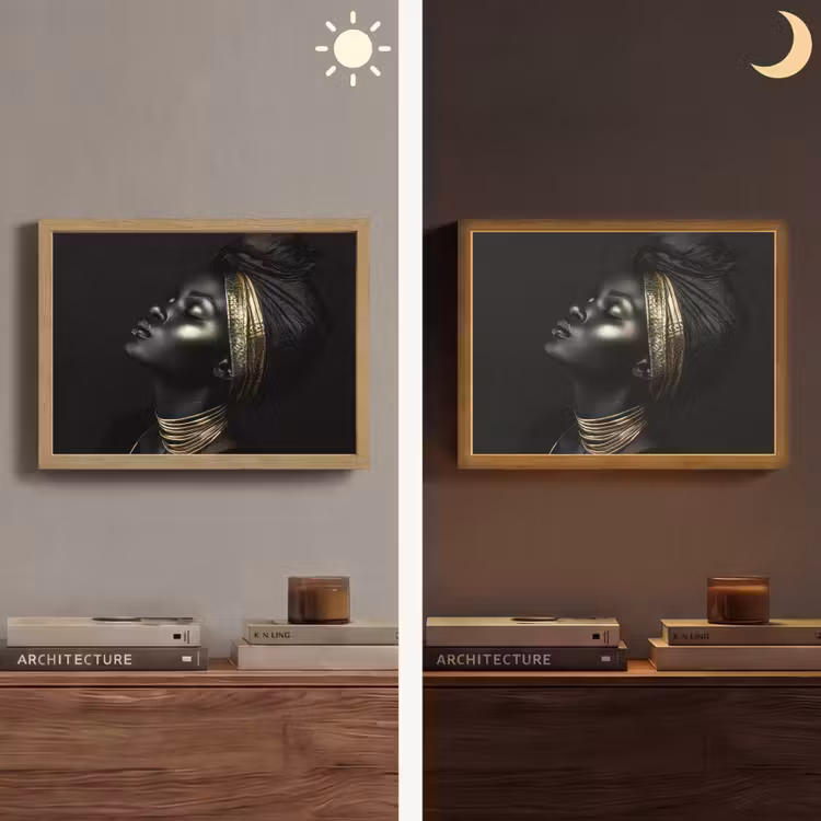 Lightbox - Wandlamp - Vrouw - Goud - Portret - Modern — 6