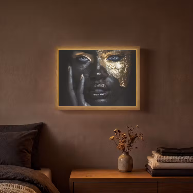 Lightbox - Wandlamp - Vrouw - Goud - Portret - Modern - Zwart - Abstract — 3