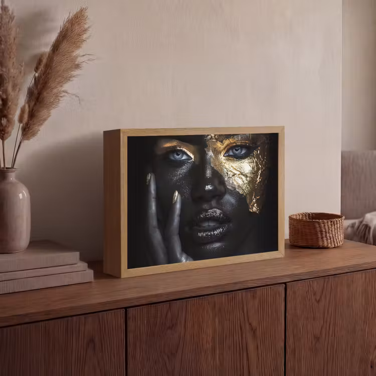 Lightbox - Wandlamp - Vrouw - Goud - Portret - Modern - Zwart - Abstract — 4