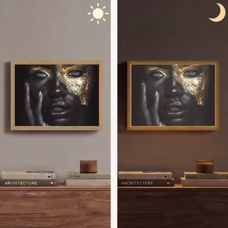 Lightbox - Wandlamp - Vrouw - Goud - Portret - Modern - Zwart - Abstract — 6