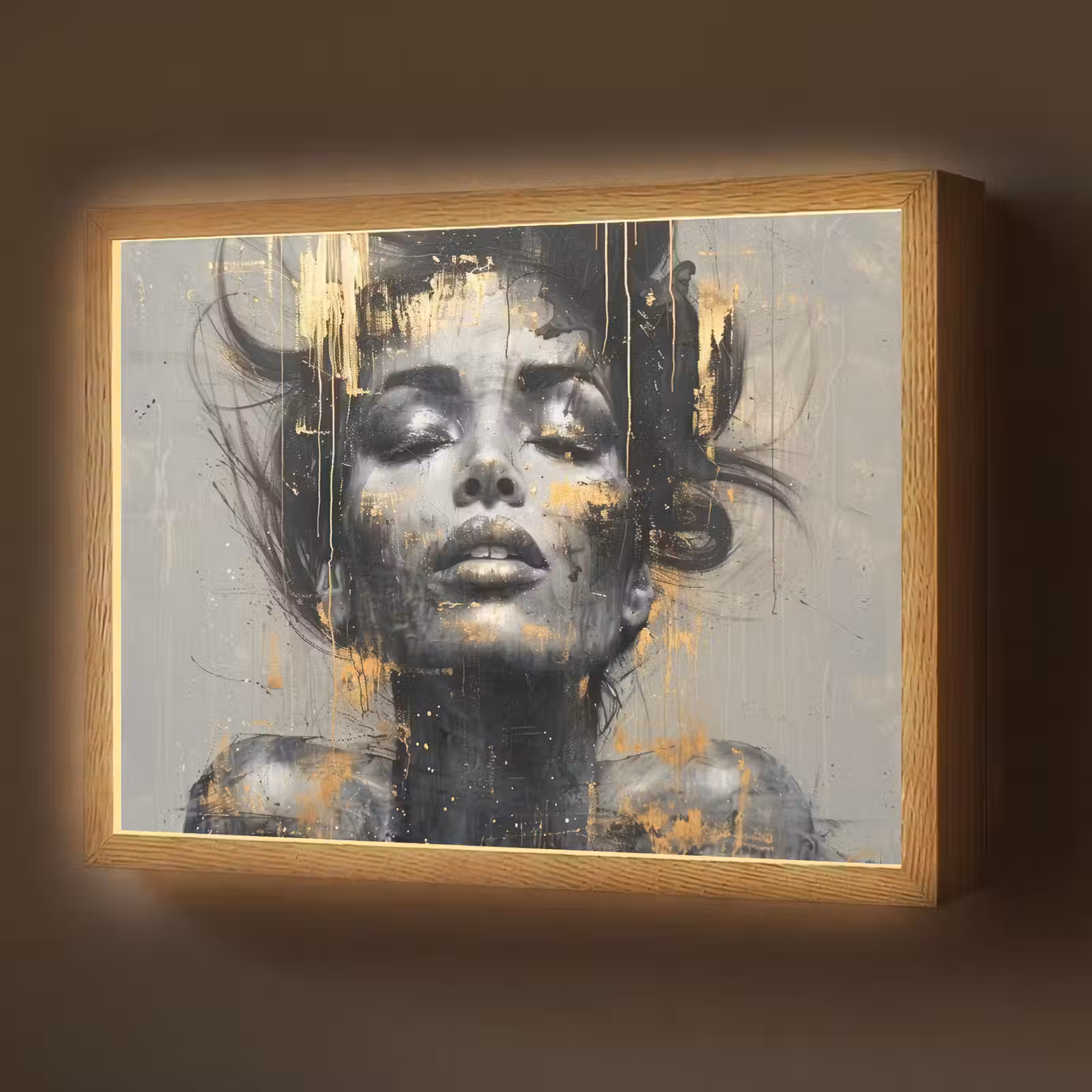Lightbox - Wandlamp - Vrouw - Kunst - Goud - Abstract - Glamour — 1