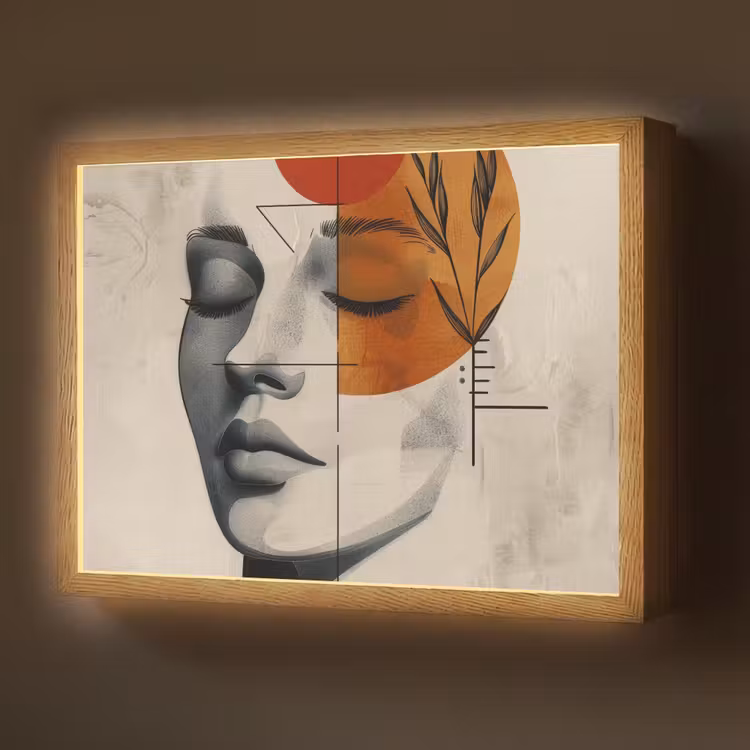 Lightbox - Wandlamp - Gezicht - Cirkels - Kunst - Modern — 1