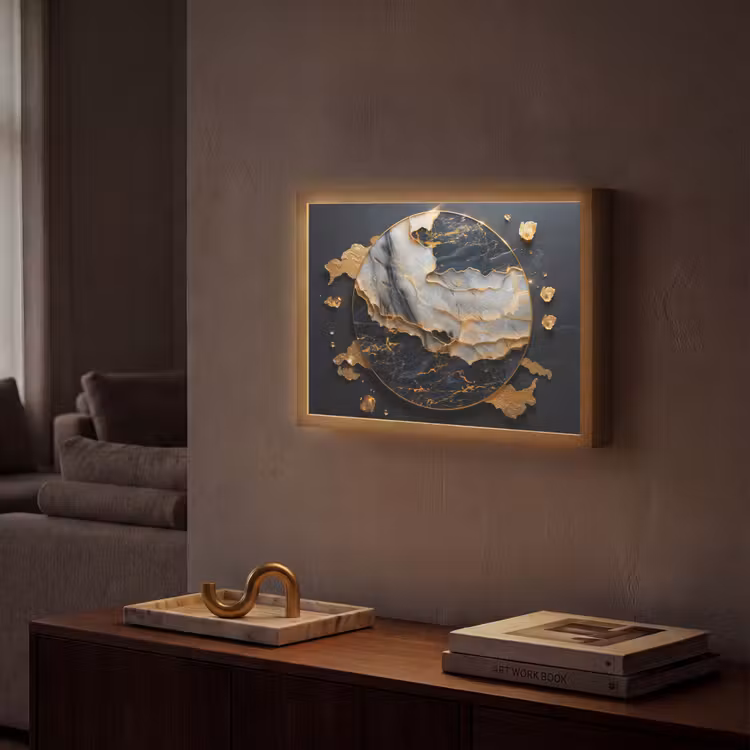 Lightbox - Wandlamp - Kunst - Goud - Zwart - Modern - Abstract — 2