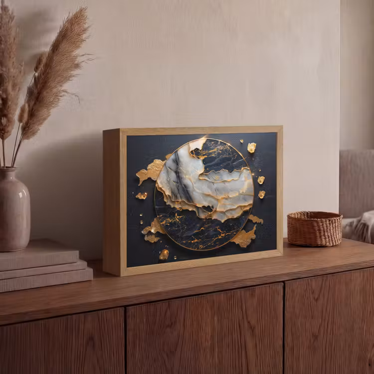 Lightbox - Wandlamp - Kunst - Goud - Zwart - Modern - Abstract — 4