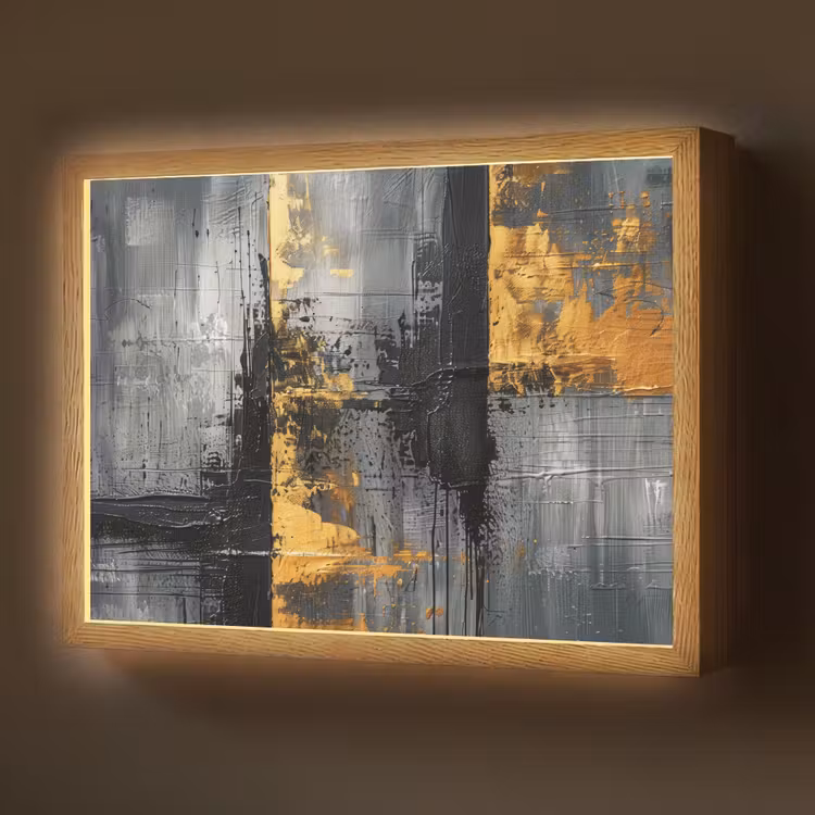 Lightbox - Wandlamp - Modern - Goud - Grijs - Patroon — 1