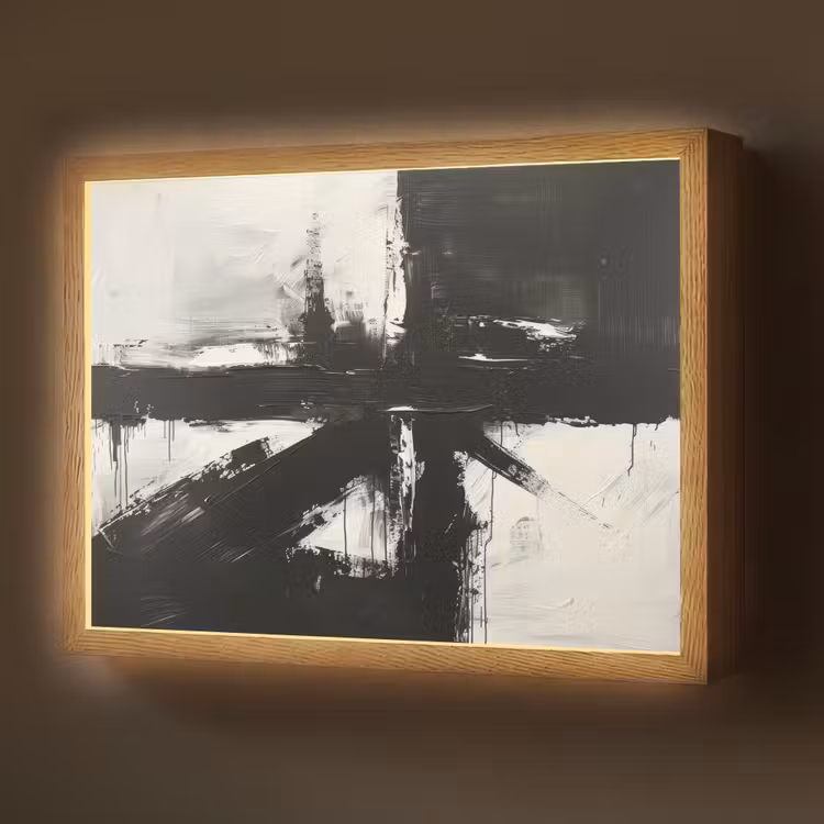 Lightbox - Wandlamp - Modern - Zwart wit - Abstract - Kunst — 1