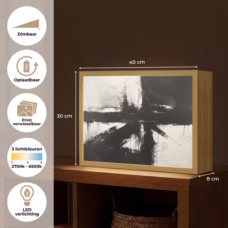 Lightbox - Wandlamp - Modern - Zwart wit - Abstract - Kunst — 10