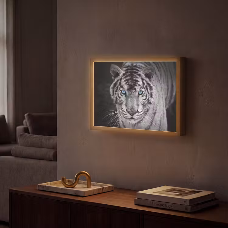 Lightbox - Wandlamp - Tijger - Dier - Zwart - Blauw - Modern — 2