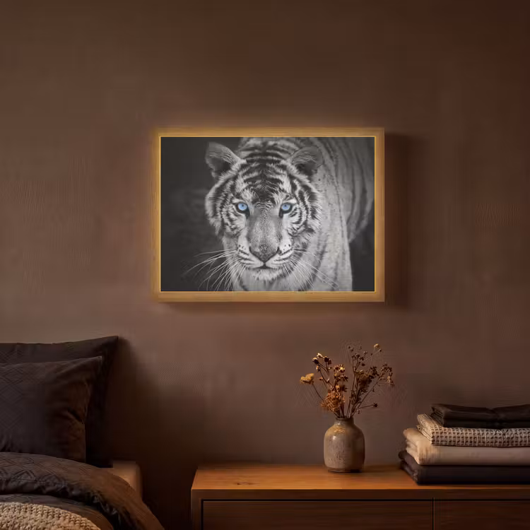 Lightbox - Wandlamp - Tijger - Dier - Zwart - Blauw - Modern — 3