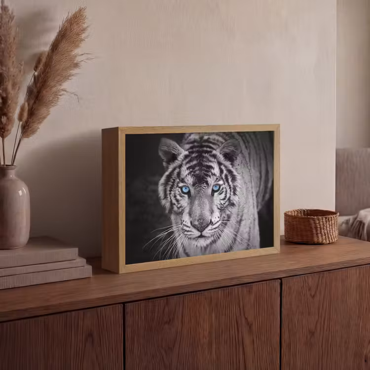 Lightbox - Wandlamp - Tijger - Dier - Zwart - Blauw - Modern — 4