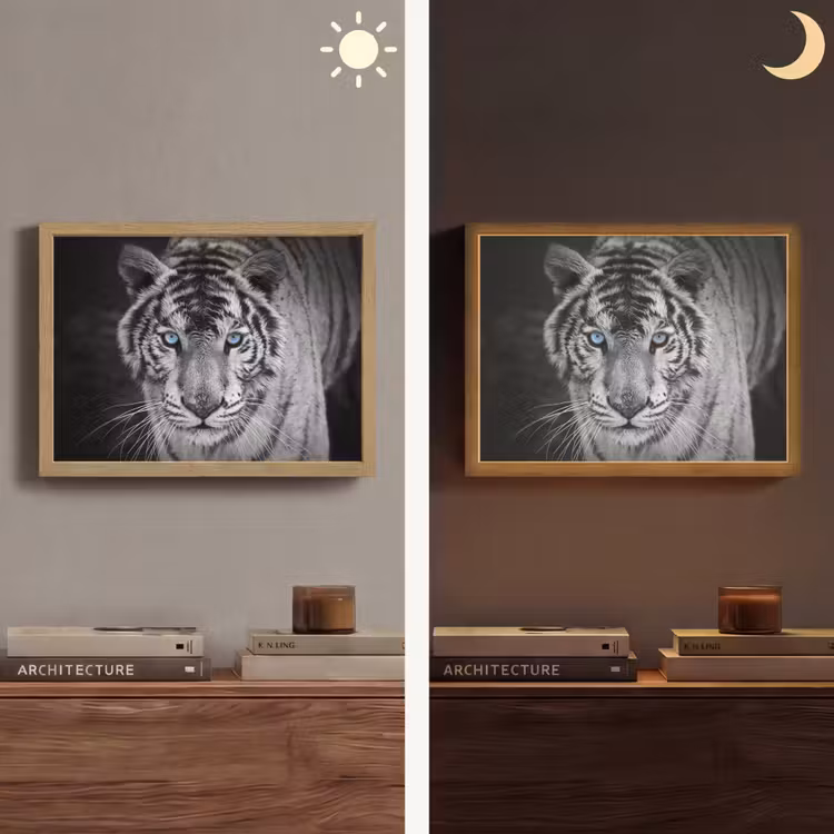 Lightbox - Wandlamp - Tijger - Dier - Zwart - Blauw - Modern — 6