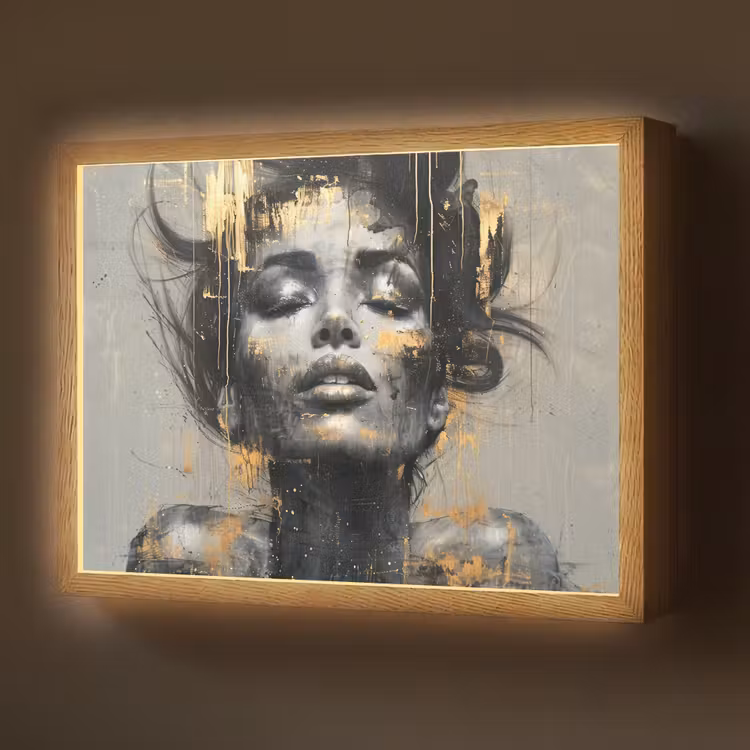 Lightbox - Wandlamp - Vrouw - Kunst - Goud - Abstract - Glamour — 1