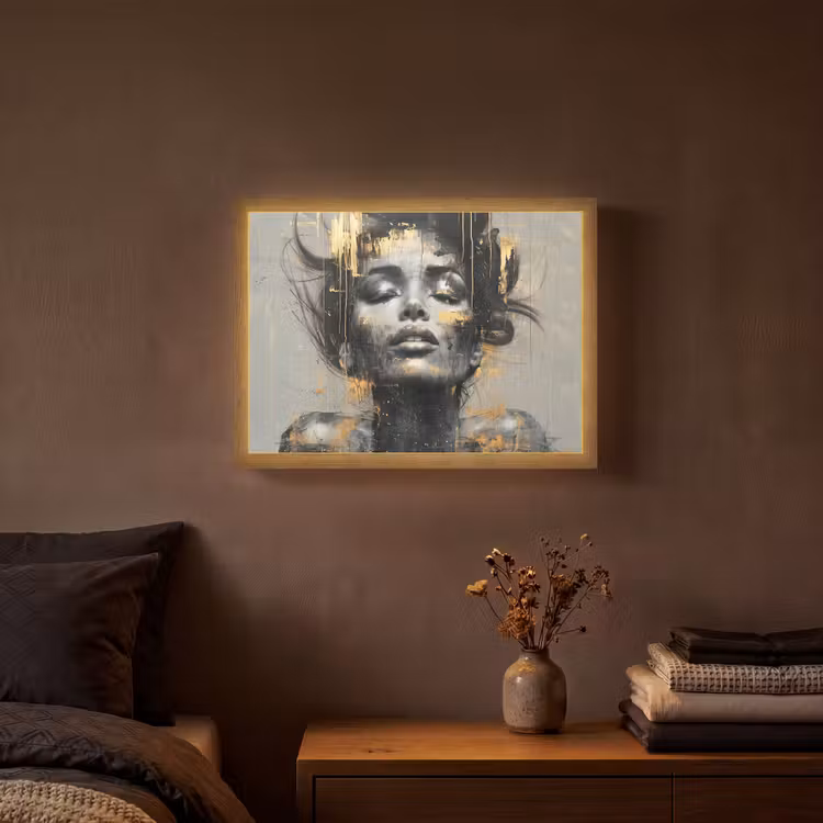 Lightbox - Wandlamp - Vrouw - Kunst - Goud - Abstract - Glamour — 3