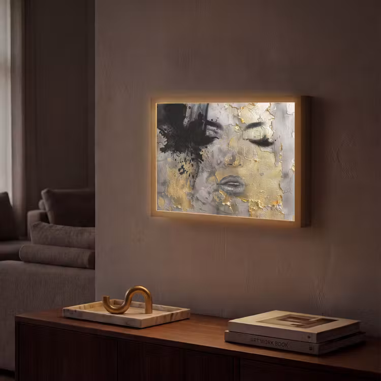 Lightbox - Wandlamp - Vrouw - Kunst - Goud - Zwart — 2