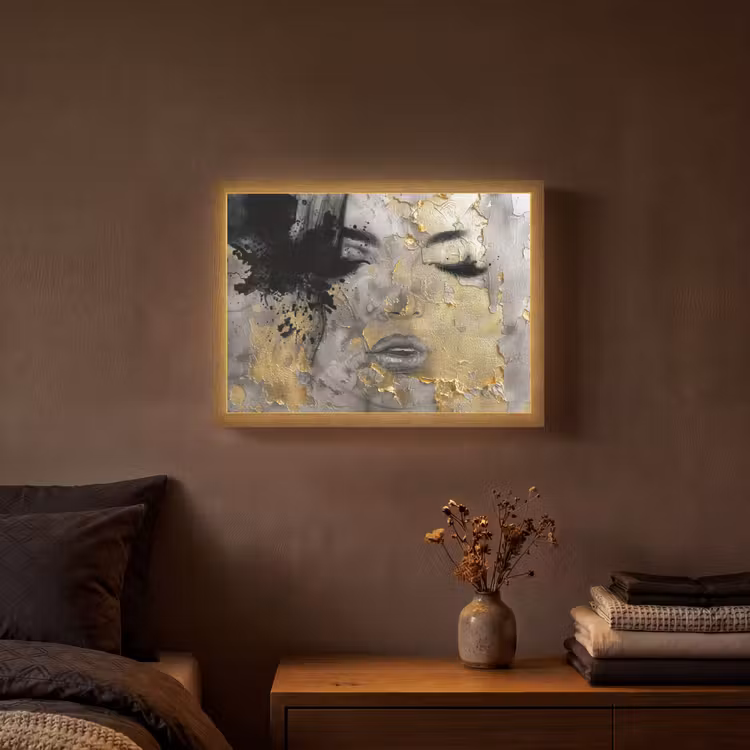 Lightbox - Wandlamp - Vrouw - Kunst - Goud - Zwart — 3