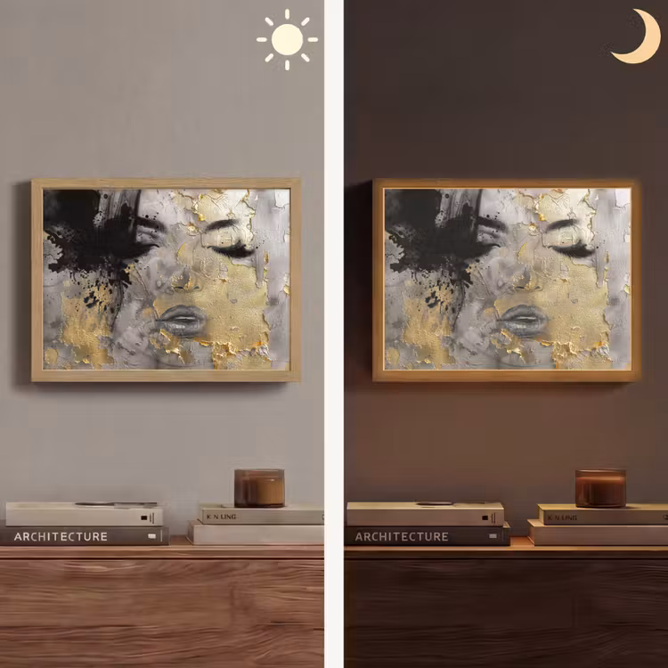 Lightbox - Wandlamp - Vrouw - Kunst - Goud - Zwart — 6