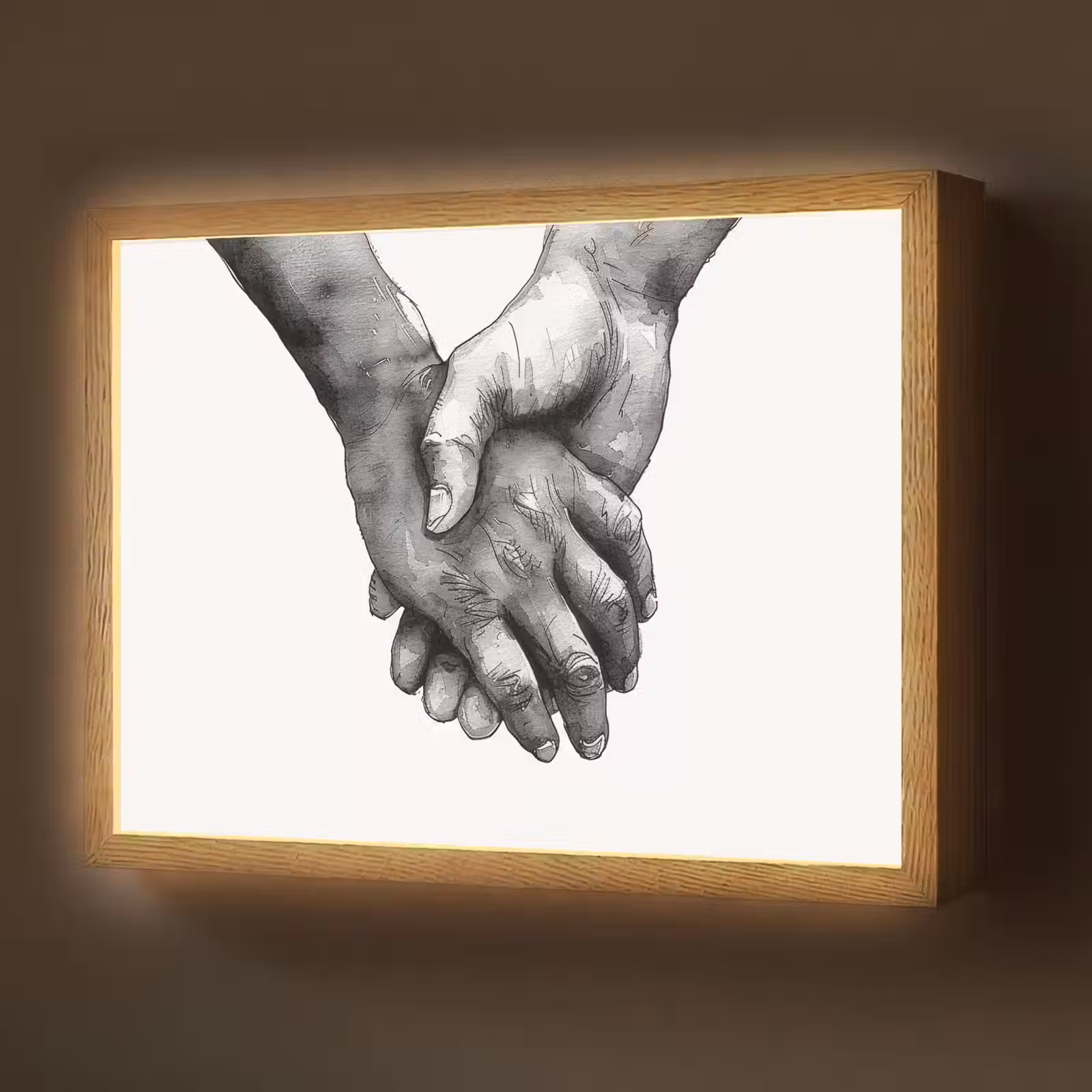 Lightbox - Wandlamp - Handen - Zwart wit - Modern - Kunst — 1