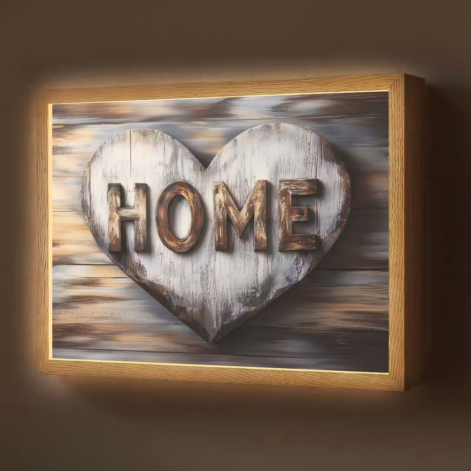Lightbox - Wandlamp - Home - Hart - Houtlook - Liefde — 1