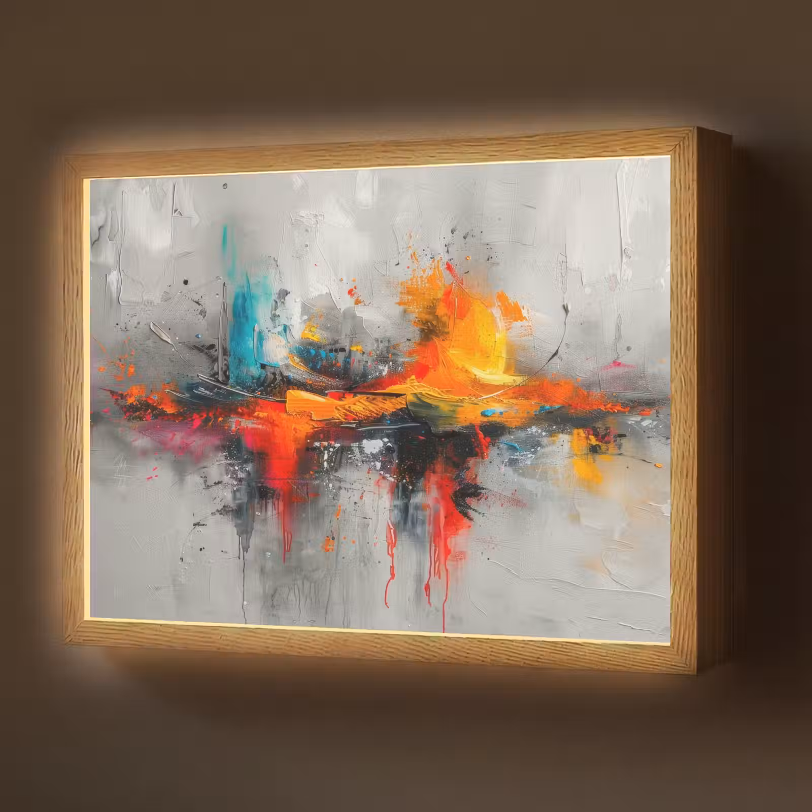 Lightbox - Wandlamp - Modern - Oranje - Grijs - Kunst — 1