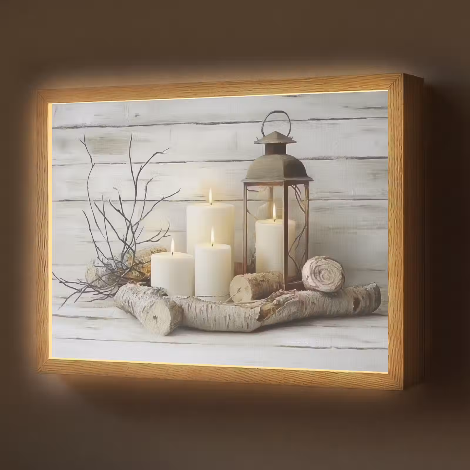 Lightbox - Wandlamp - Stilleven - Wit - Kaarsen - Rustiek - Natuur — 1