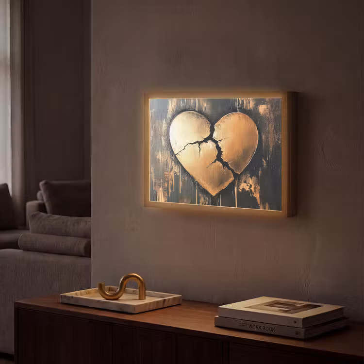 Lightbox - Wandlamp - Gebroken hart - Goud - Houtlook - Liefde — 2