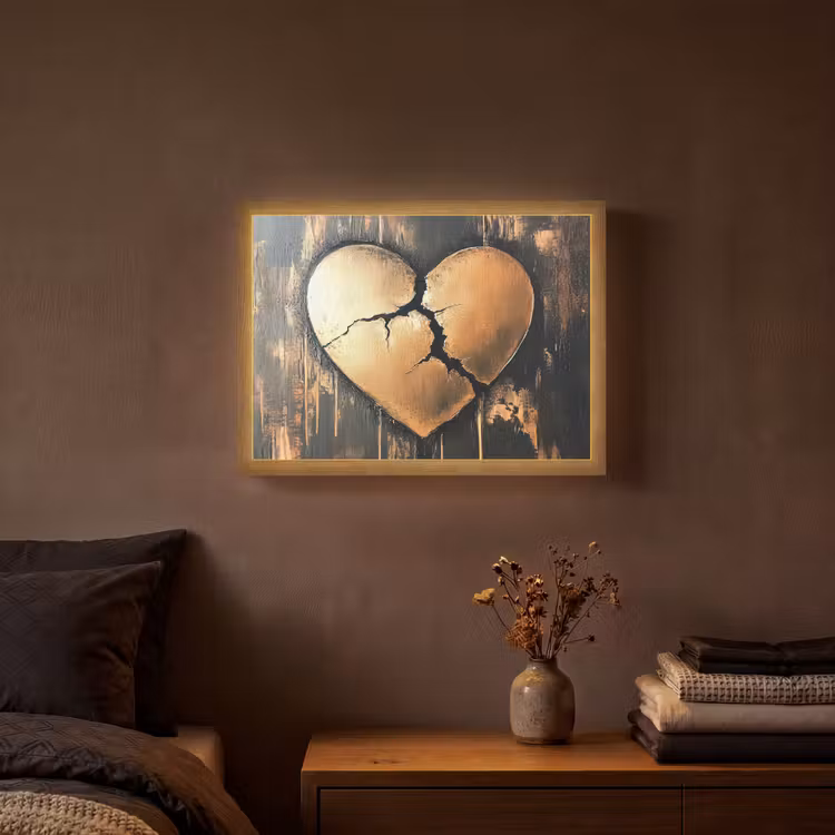 Lightbox - Wandlamp - Gebroken hart - Goud - Houtlook - Liefde — 3