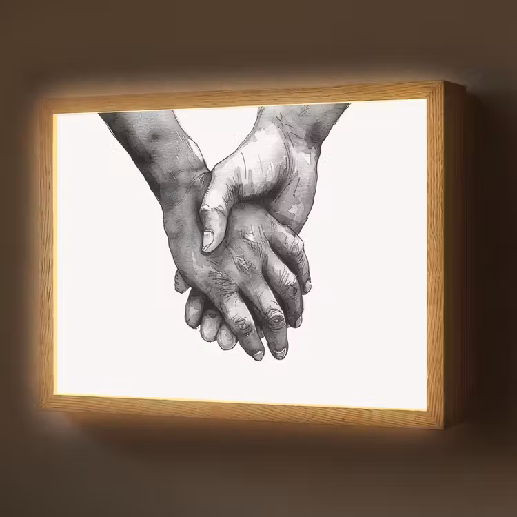 Lightbox - Wandlamp - Handen - Zwart wit - Modern - Kunst — 1