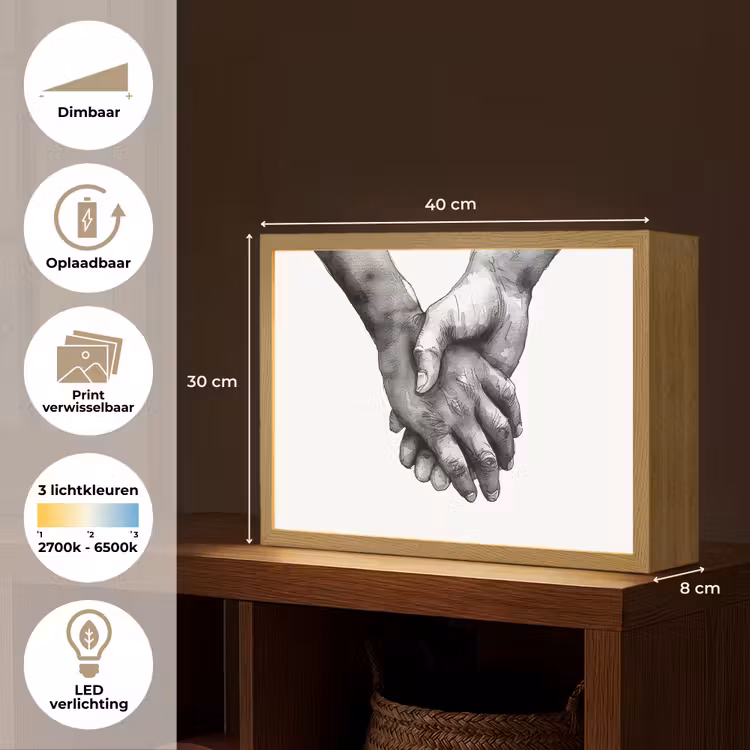 Lightbox - Wandlamp - Handen - Zwart wit - Modern - Kunst — 10