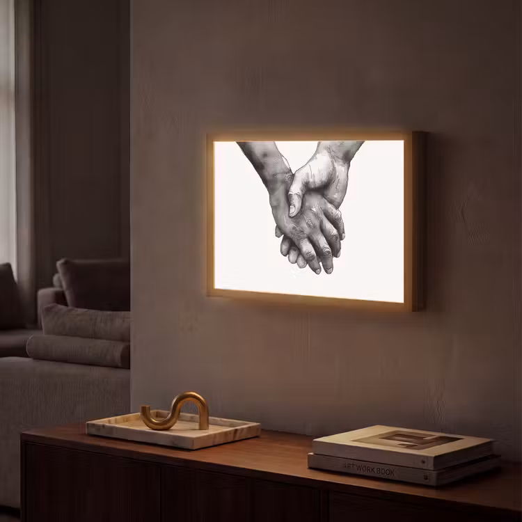 Lightbox - Wandlamp - Handen - Zwart wit - Modern - Kunst — 2