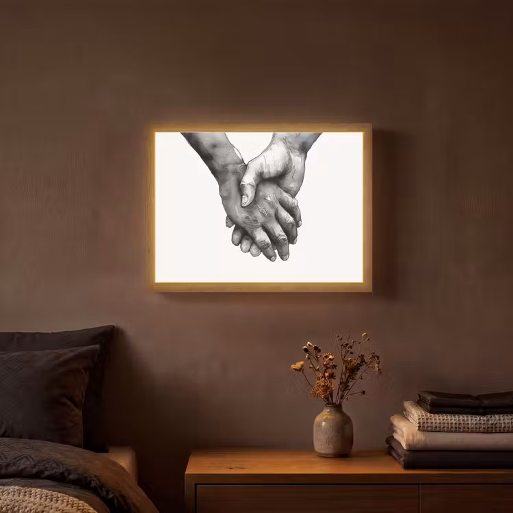 Lightbox - Wandlamp - Handen - Zwart wit - Modern - Kunst — 3