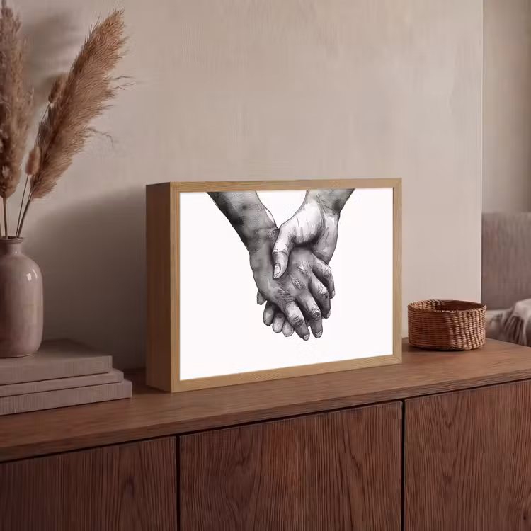 Lightbox - Wandlamp - Handen - Zwart wit - Modern - Kunst — 4