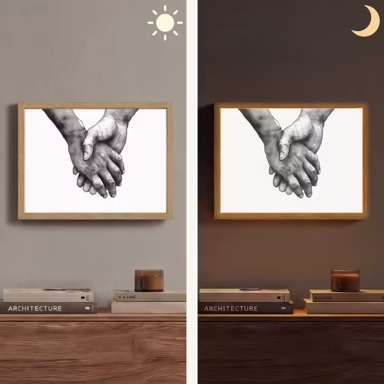 Lightbox - Wandlamp - Handen - Zwart wit - Modern - Kunst — 6