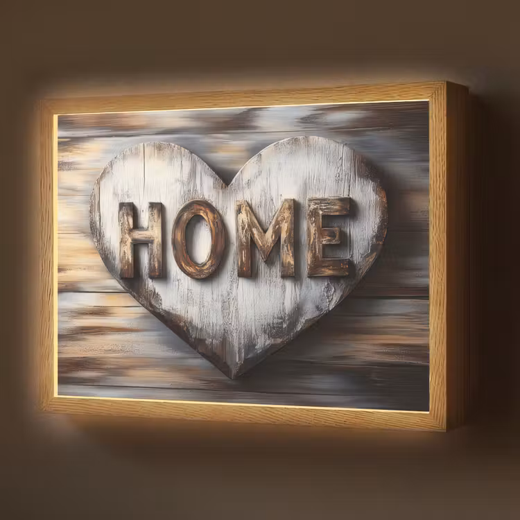 Lightbox - Wandlamp - Home - Hart - Houtlook - Liefde — 1