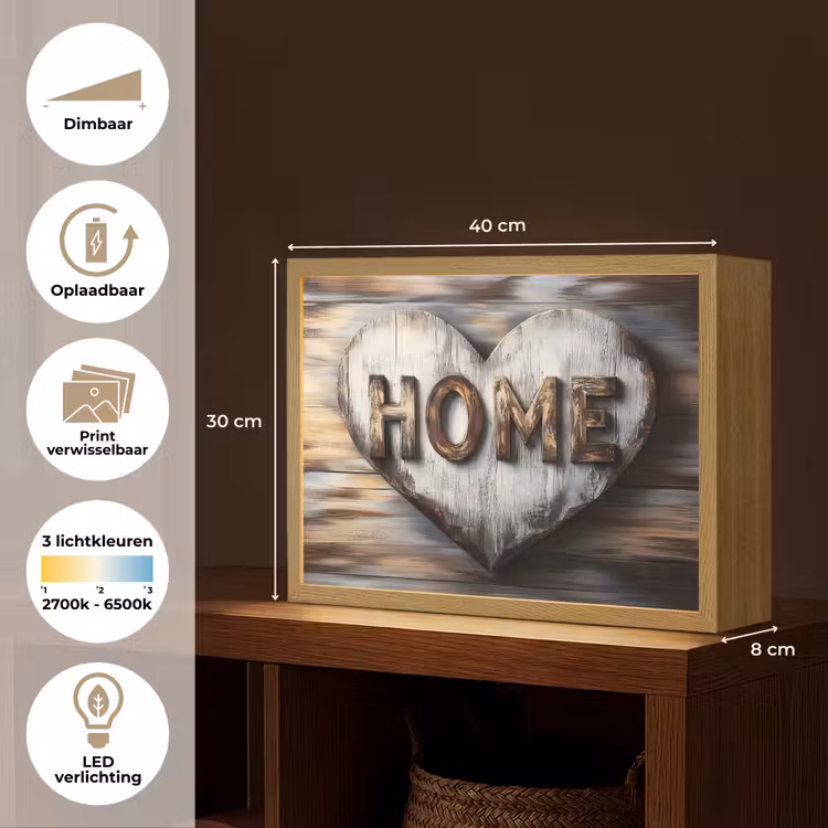 Lightbox - Wandlamp - Home - Hart - Houtlook - Liefde — 10