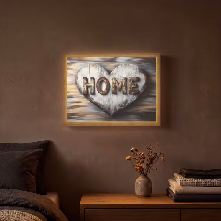 Lightbox - Wandlamp - Home - Hart - Houtlook - Liefde — 3