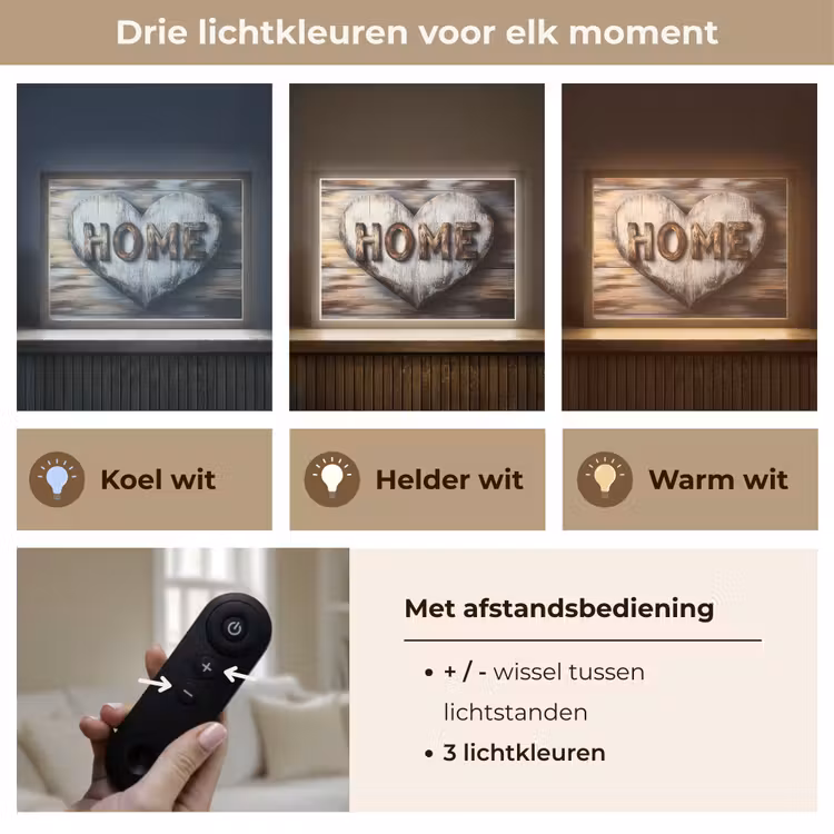 Lightbox - Wandlamp - Home - Hart - Houtlook - Liefde — 8