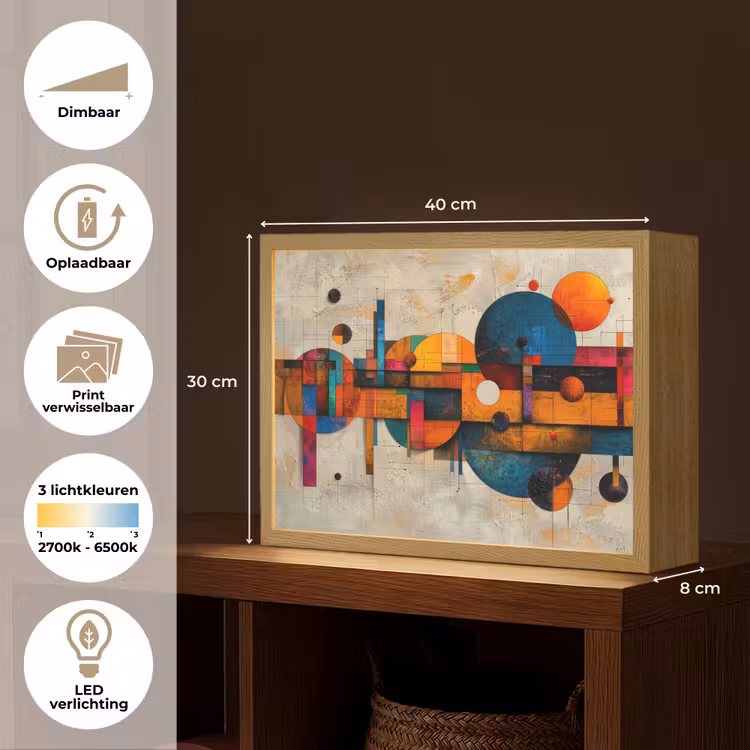 Lightbox - Wandlamp - Kunst - Kleurrijk - Modern - Vormen — 10