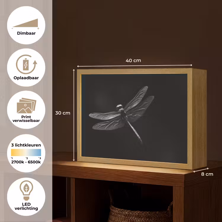 Lightbox - Wandlamp - Libelle - Dieren - Zwart - Insect — 10