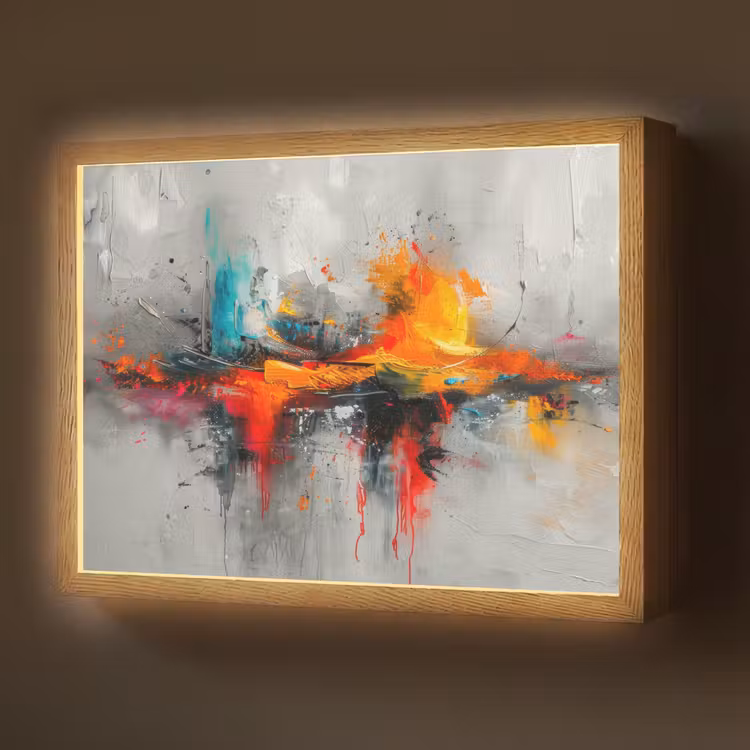 Lightbox - Wandlamp - Modern - Oranje - Grijs - Kunst — 1