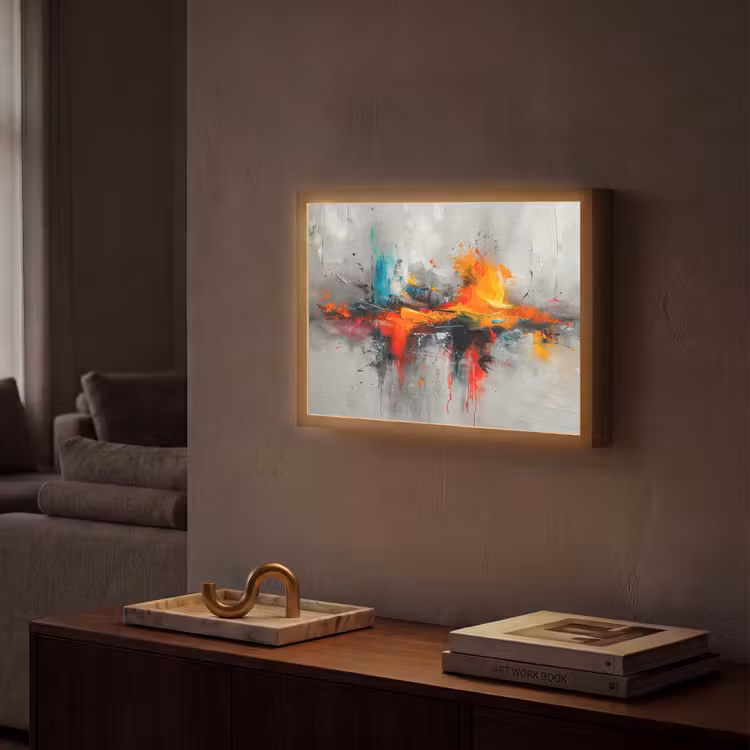 Lightbox - Wandlamp - Modern - Oranje - Grijs - Kunst — 2