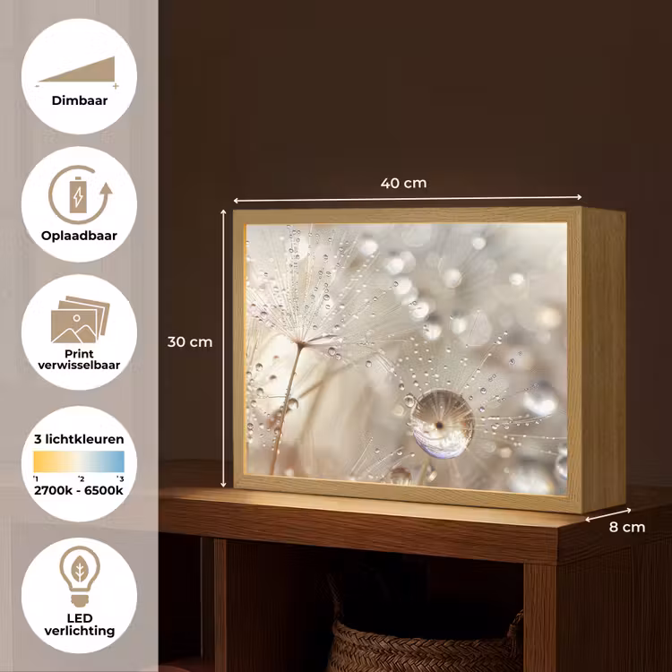 Lightbox - Wandlamp - Natuur - Bloemen - Druppels - Regen — 10