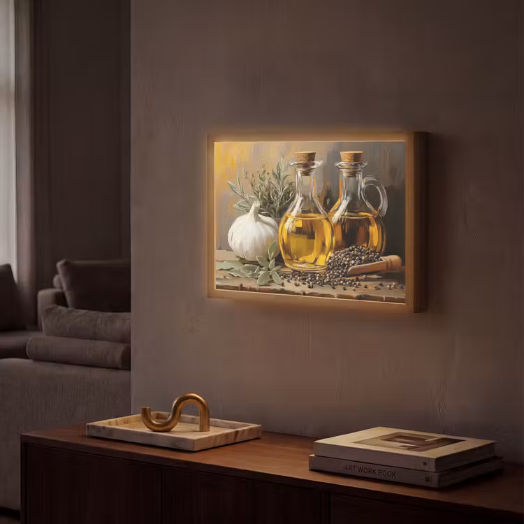 Lightbox - Wandlamp - Stilleven - Olijfolie - Knoflook - Kruiden — 2