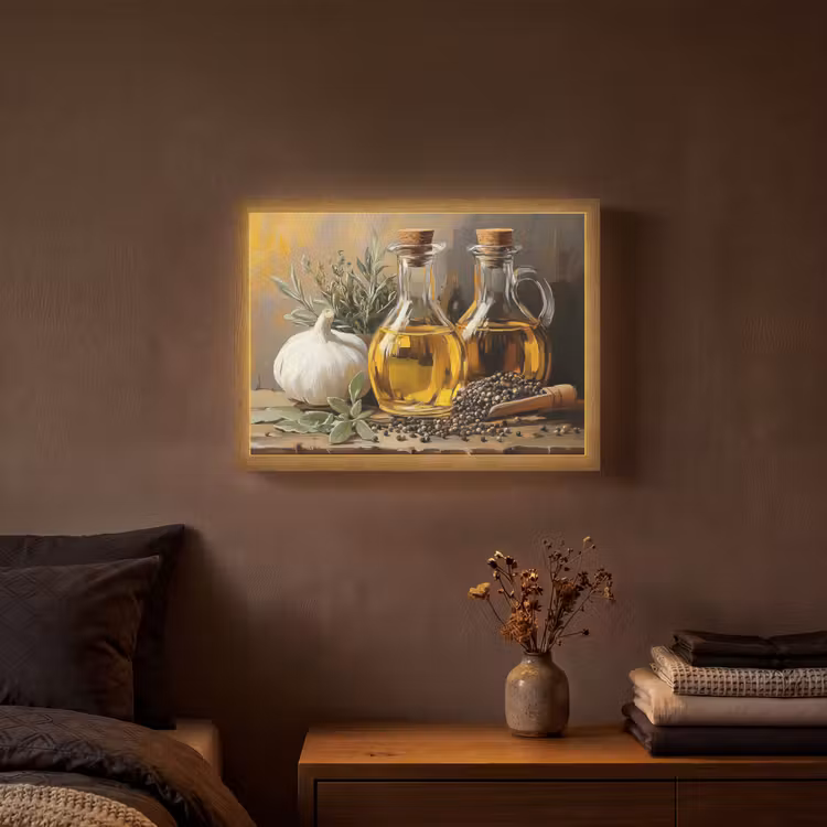 Lightbox - Wandlamp - Stilleven - Olijfolie - Knoflook - Kruiden — 3