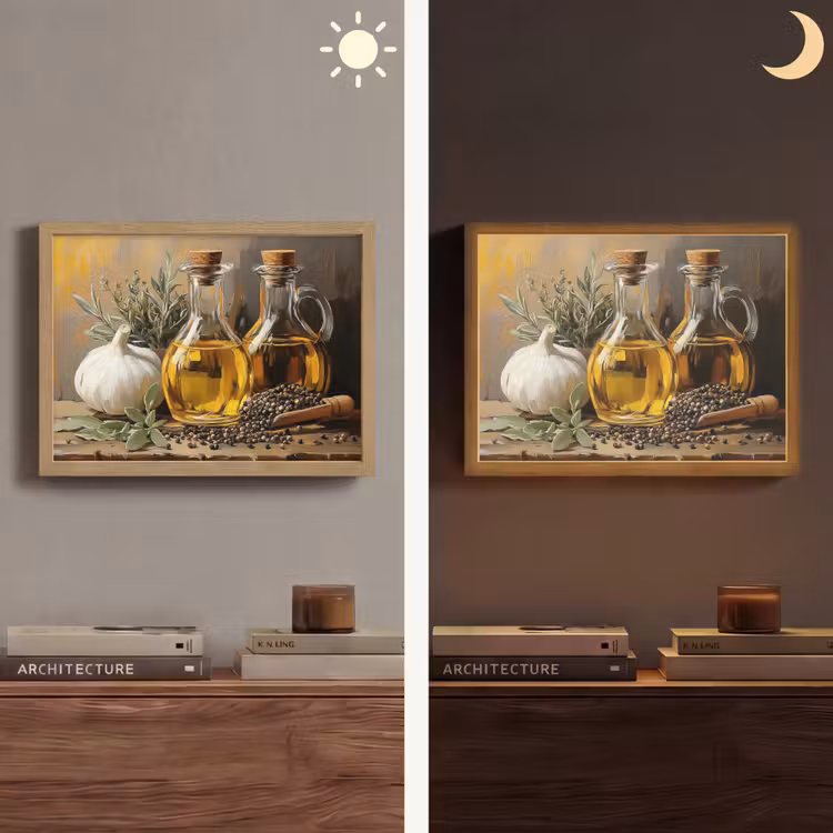 Lightbox - Wandlamp - Stilleven - Olijfolie - Knoflook - Kruiden — 6