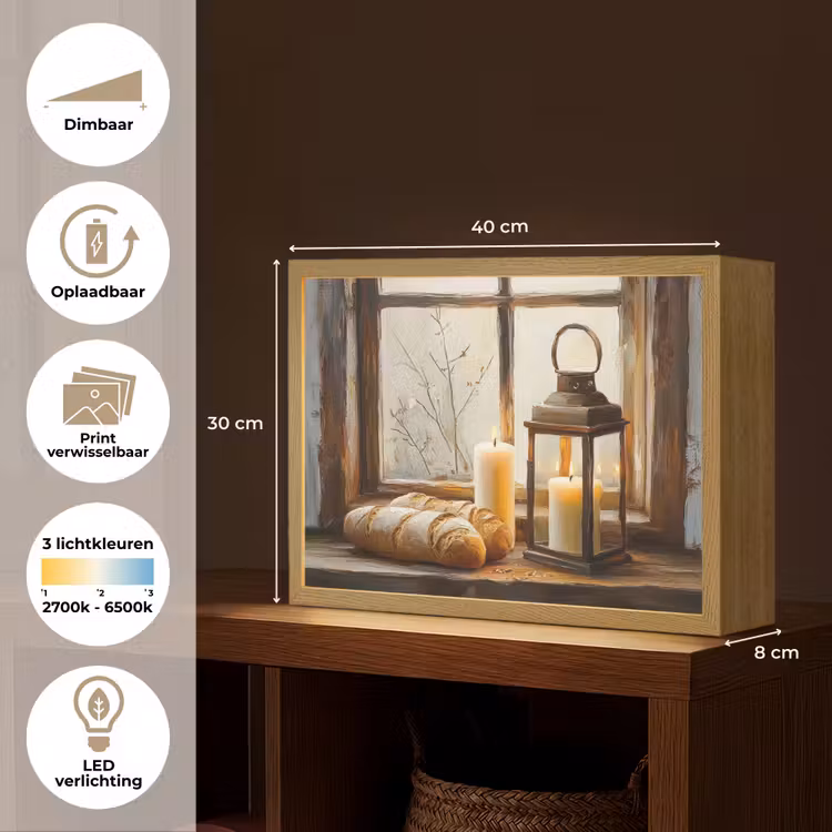 Lightbox - Wandlamp - Stilleven - Rustiek - Kaarsen - Broden - Raam — 10