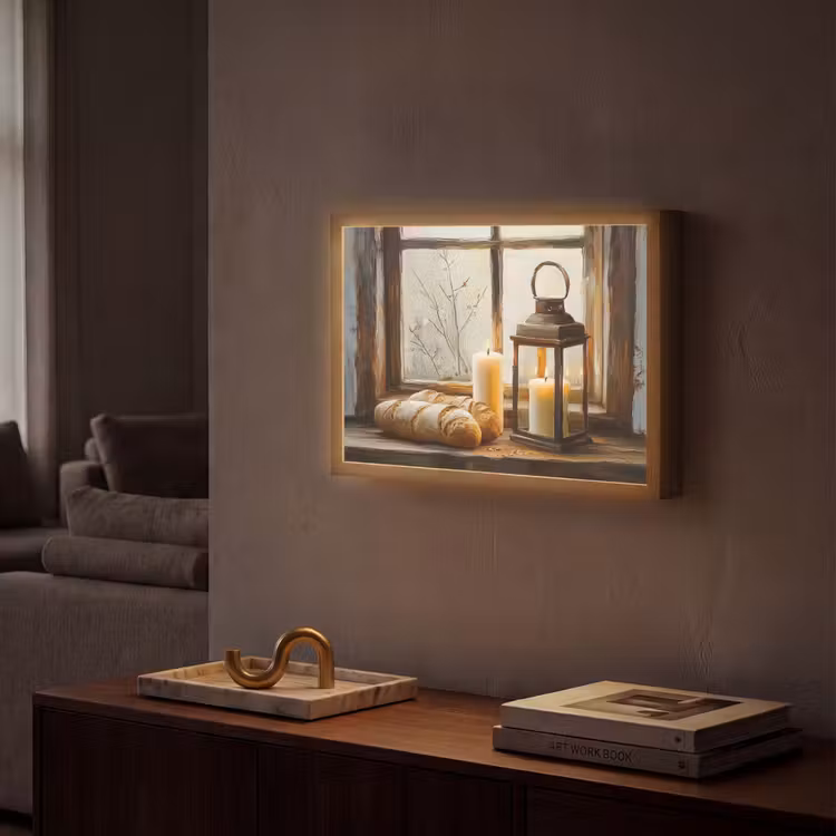 Lightbox - Wandlamp - Stilleven - Rustiek - Kaarsen - Broden - Raam — 2
