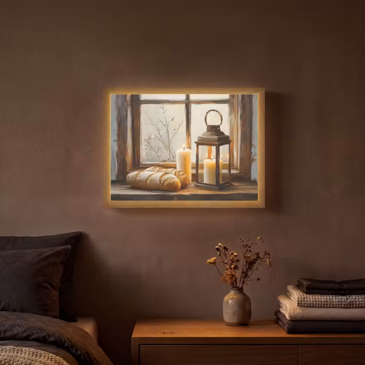 Lightbox - Wandlamp - Stilleven - Rustiek - Kaarsen - Broden - Raam — 3